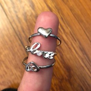 Selling 3 cute silver rings